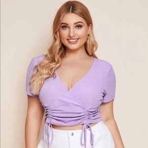 SHEIN Ruched Drawstring Crop tee